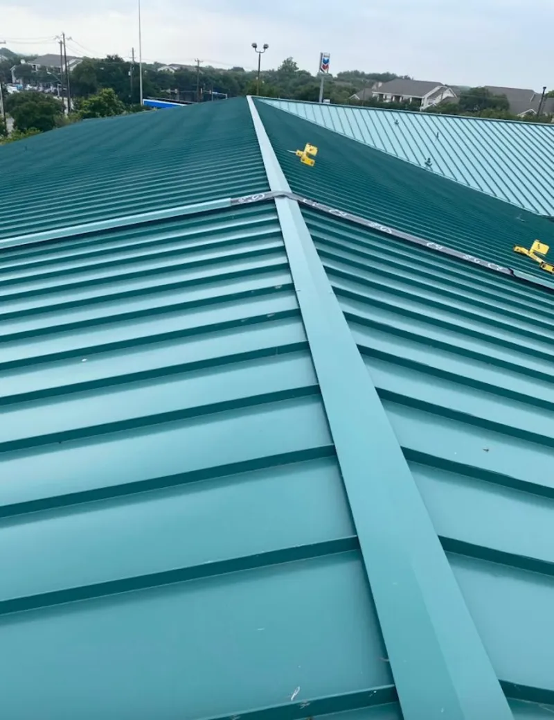 Green commercial metal roof ridge and valley for Metal Roof Repair in Thompson's Station
